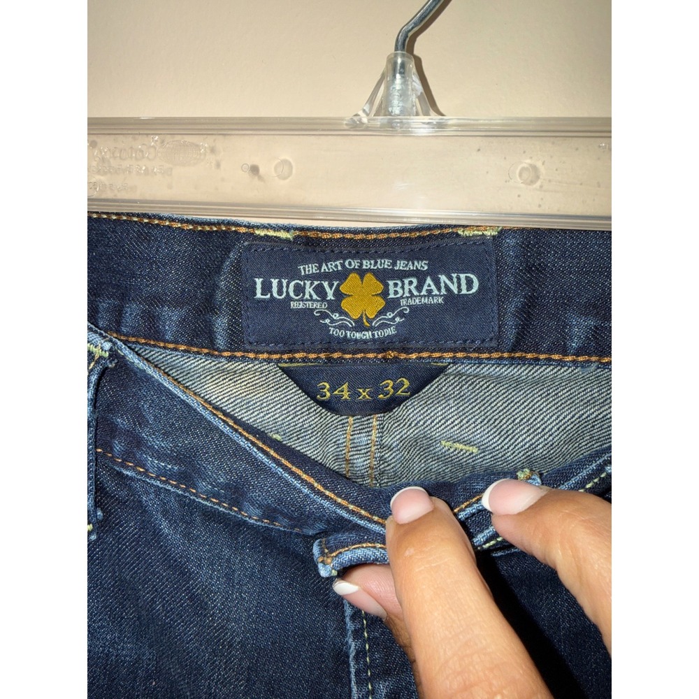 Lucky Brand 361 Vintage Straight Mens Jeans 34x32 Dark Wash Blue Denim